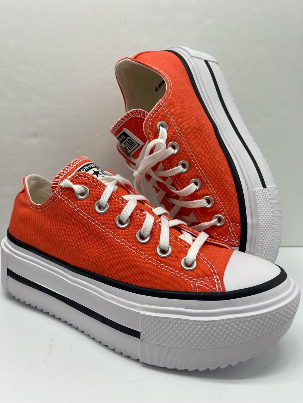 Converse WMNS CTAS LIFT DOUBLE STACK OX VERMILLION RED/WHITE Platform Sneakers - Picture 16 of 16